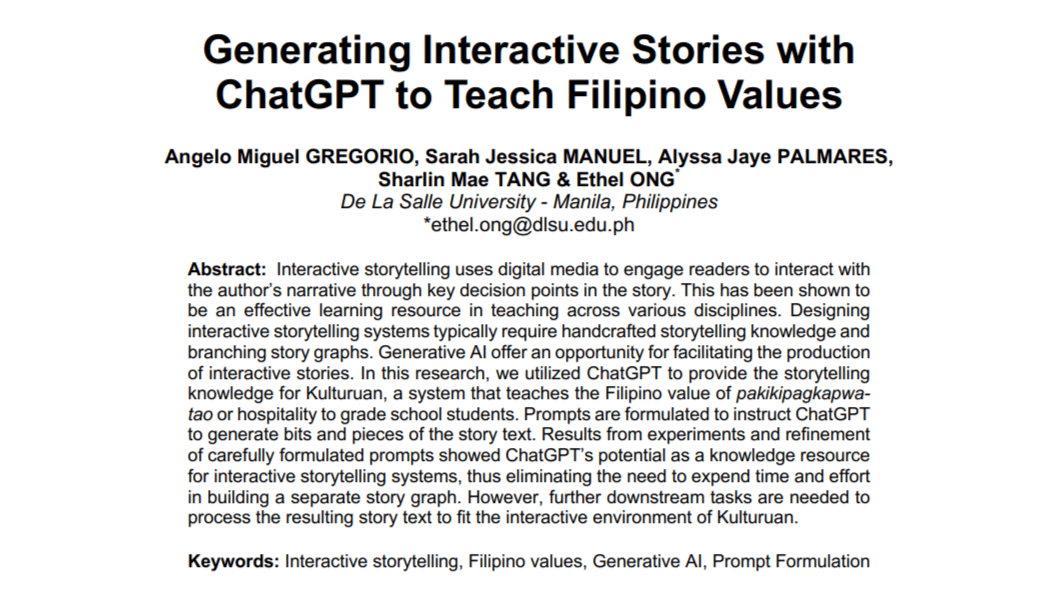 Generating interactive stories with ChatGPT to teach Filipino values